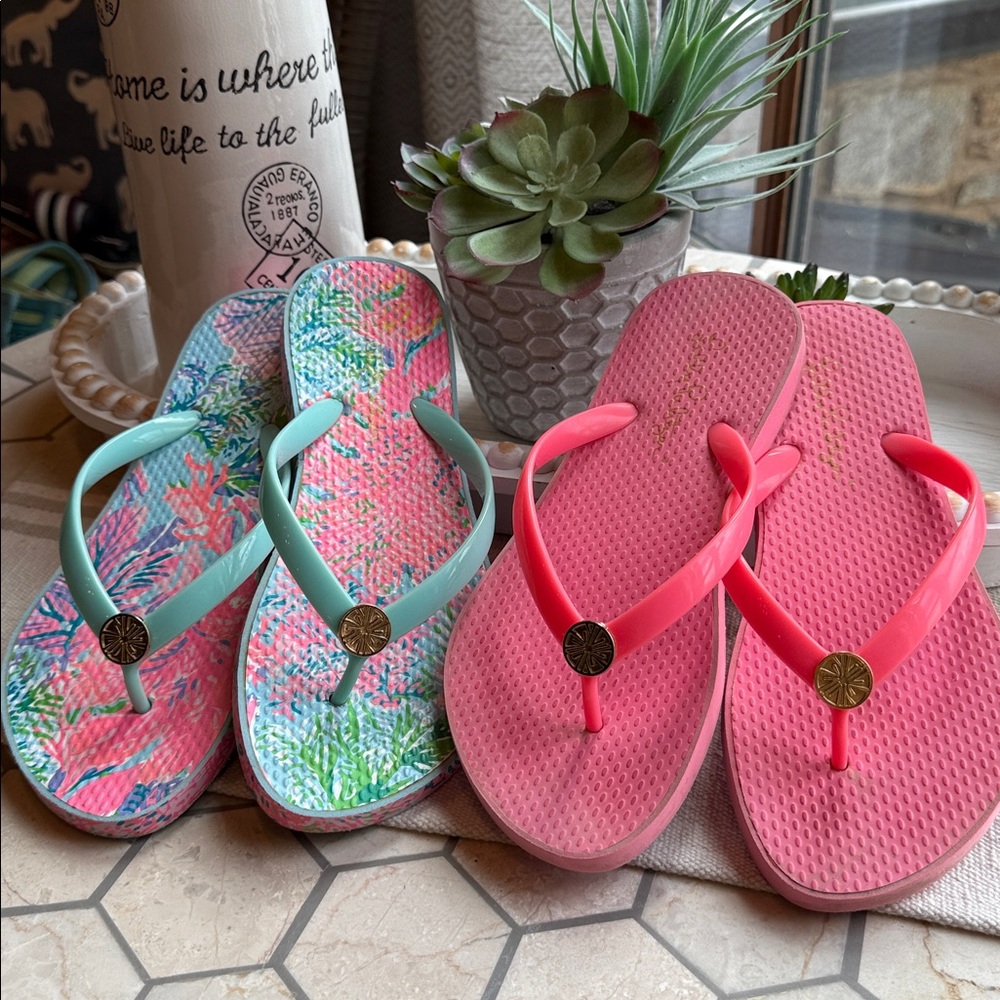 Lilly Pulitzer Flips Flops, set of 2